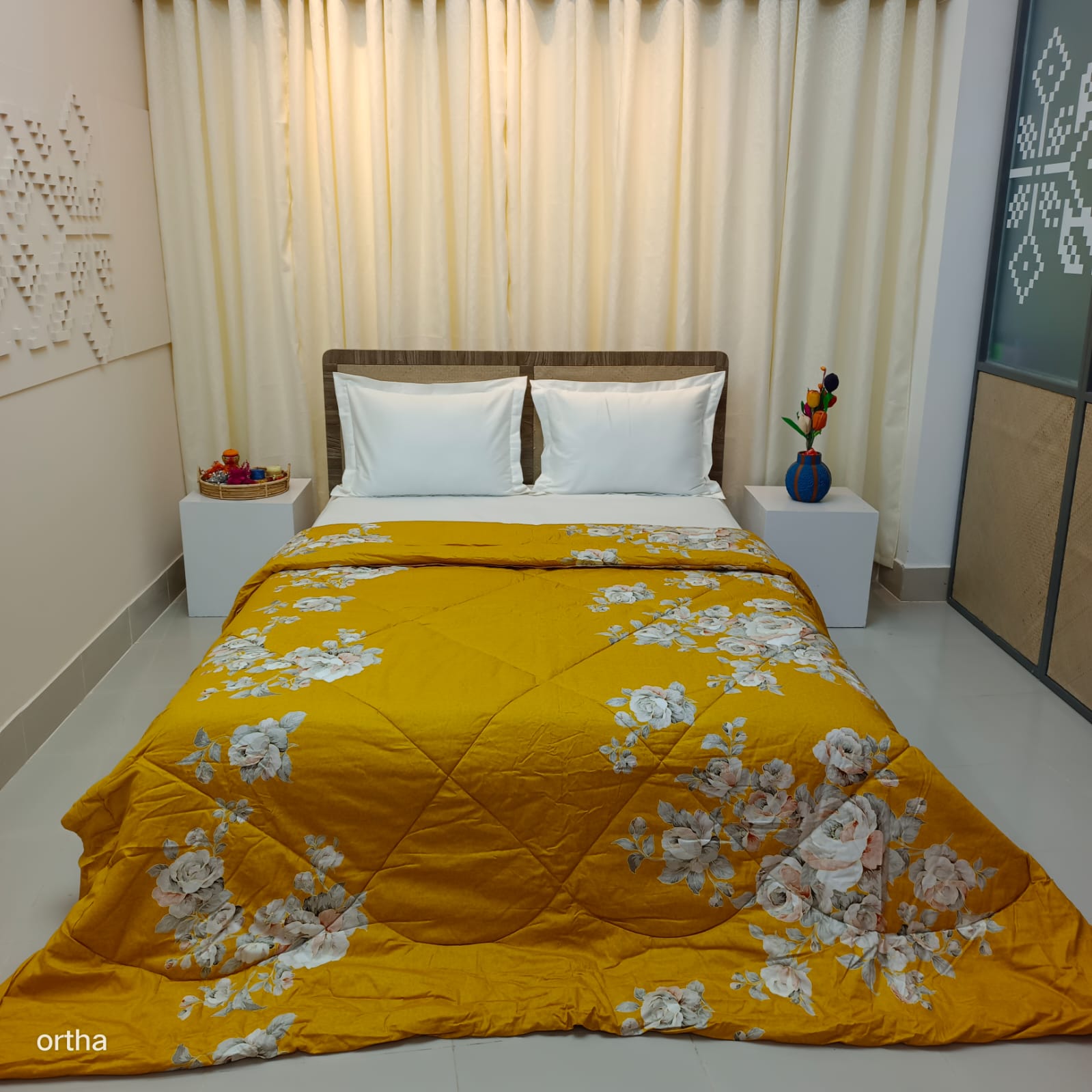 Finest Quality King Size Ortha Luxury Comforter (7 X 7.5 Feet) - Feather Touch Padding - Rose Mustered