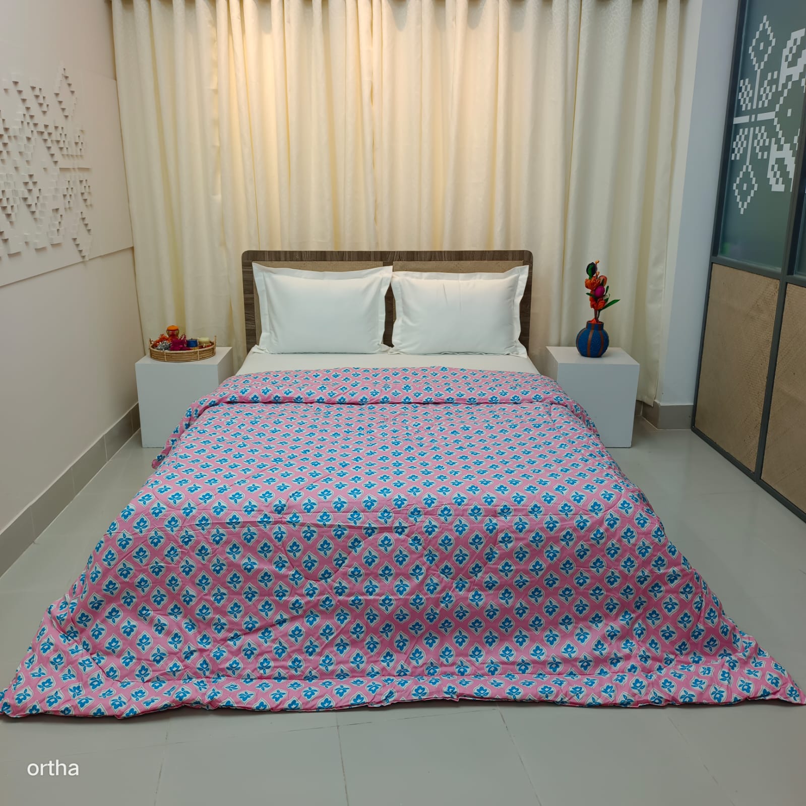 Finest Quality King Size Ortha Luxury Comforter (7 X 7.5 Feet) - Feather Touch Padding - Wedding Pink