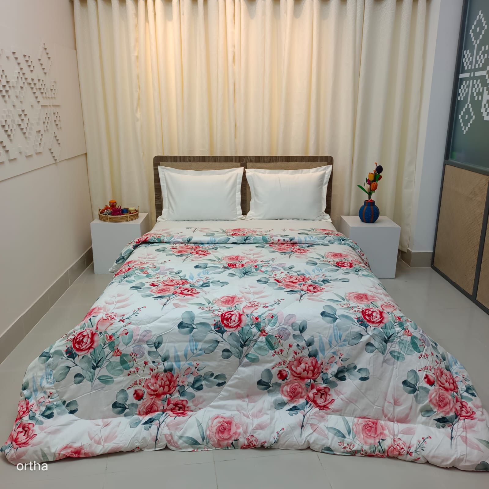 Finest Quality King Size Ortha Luxury Comforter (7 X 7.5 Feet) - Feather Touch Padding - Rose White