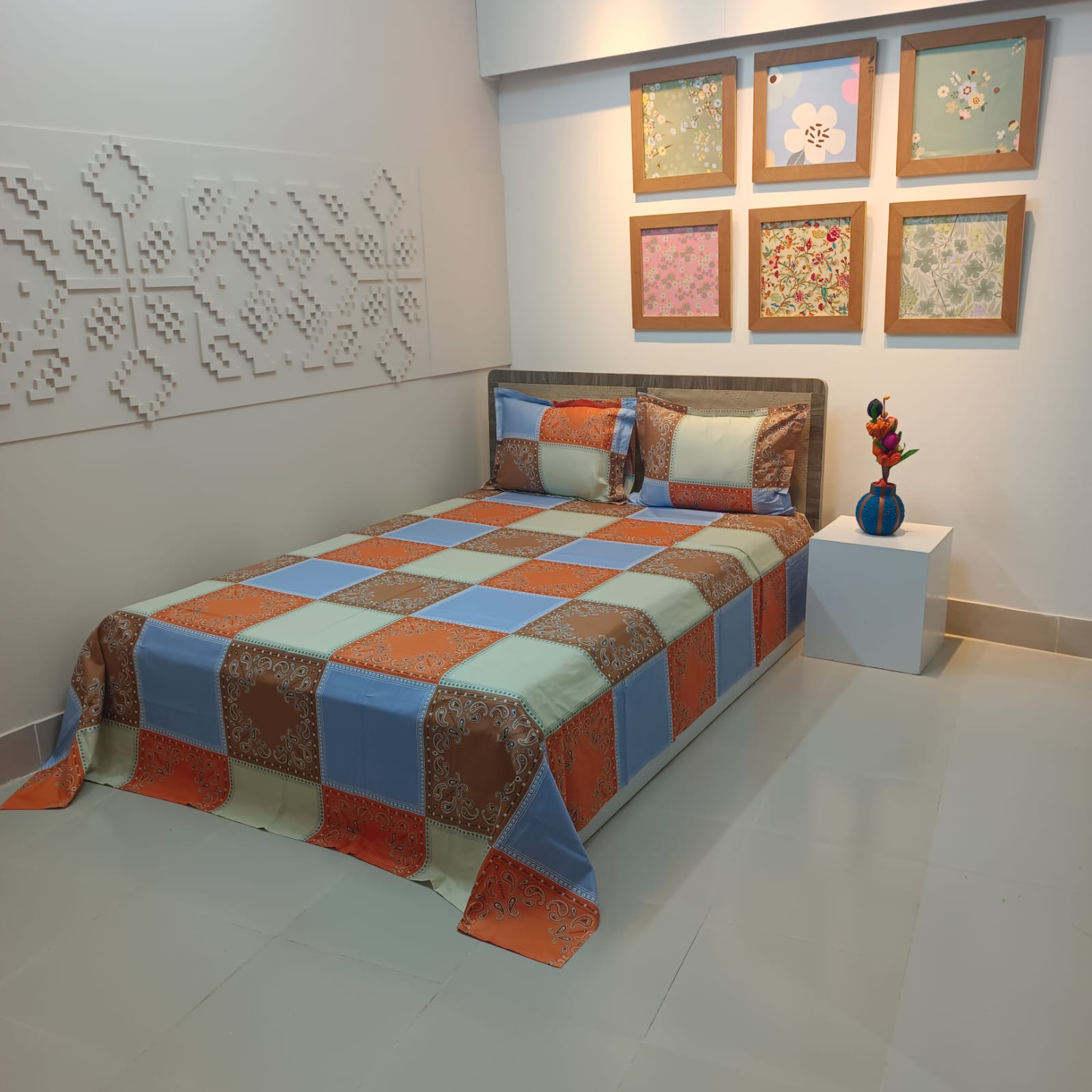 Luxury Twill Cotton Ortha Bedsheet – King Size – 3Pecs – Chocolate Box