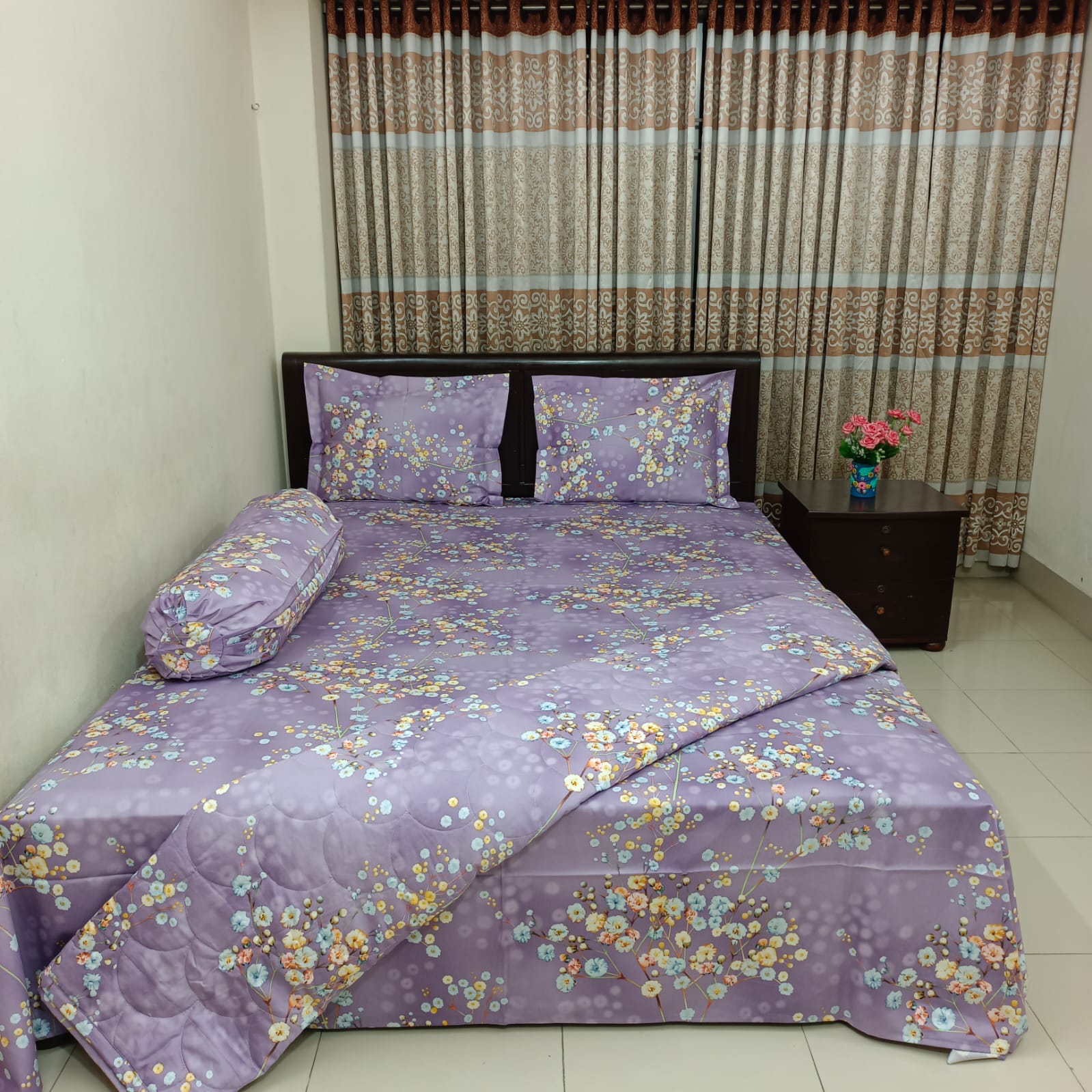 Ortha Exclusive 5 Pecs AC Quilt Set – King Size – lavender Purple