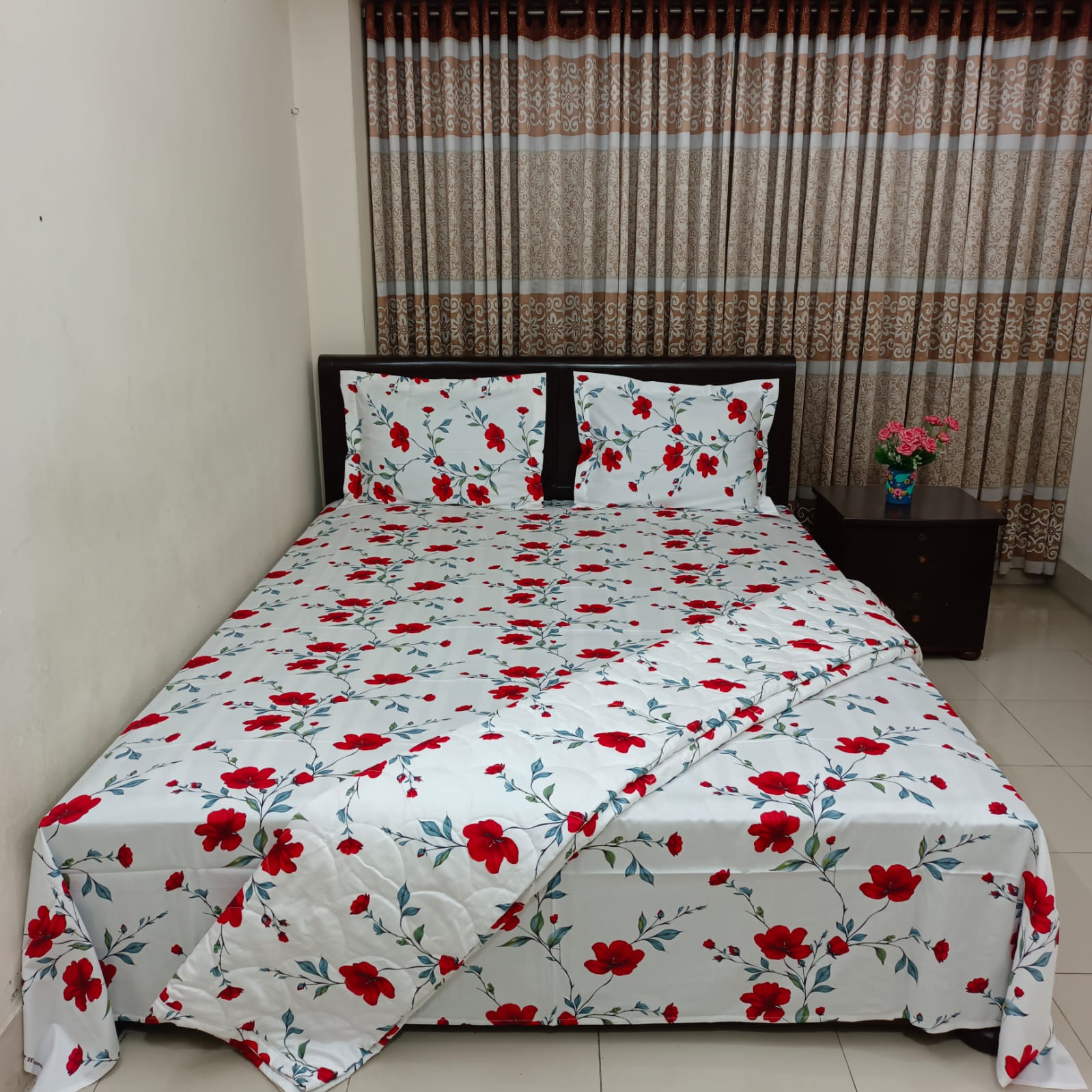 Ortha Exclusive 5 Pecs AC Quilt Set – King Size – Red Rose