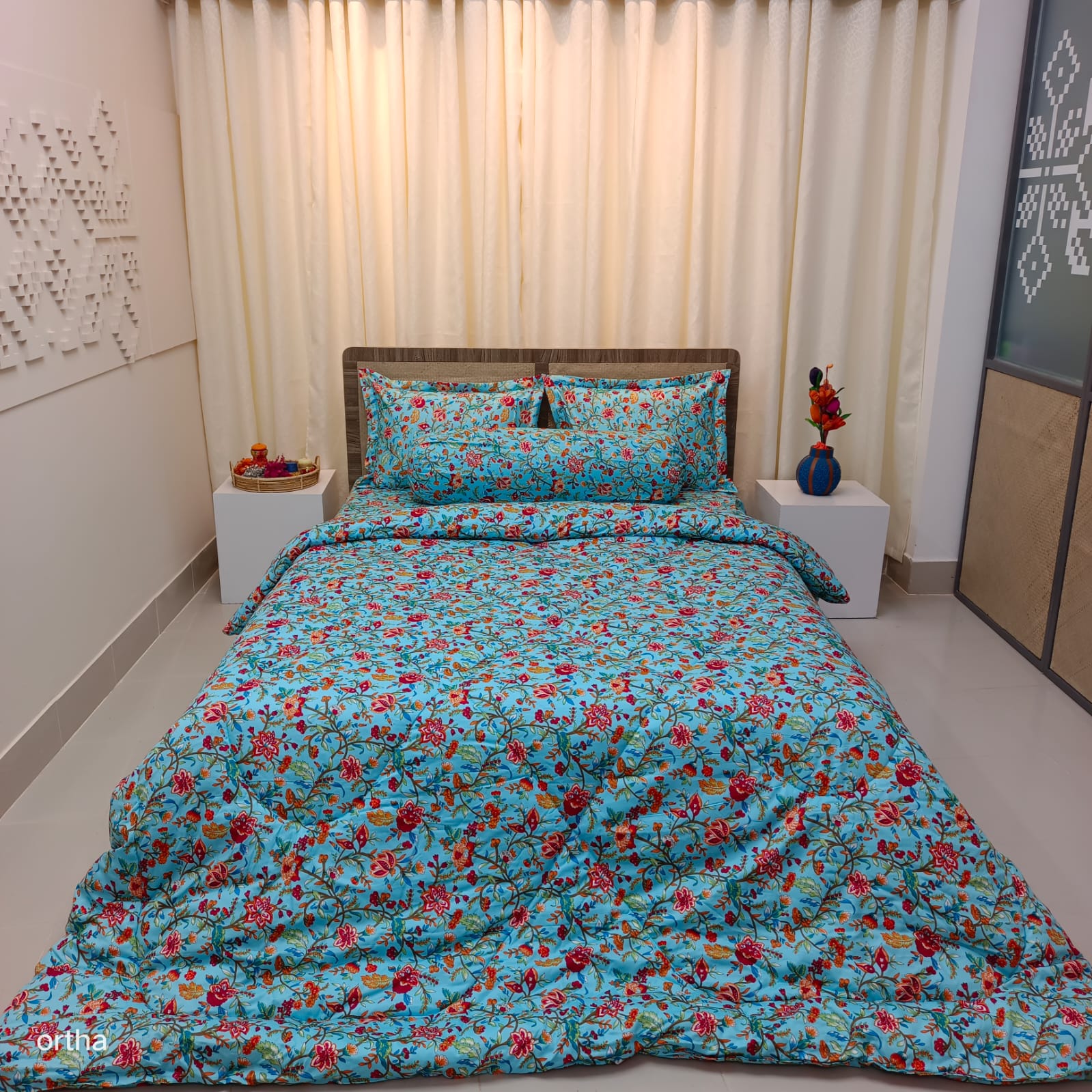 5 Pecs King Size Ortha Luxury Couple Comforter Set (Pori Paste)