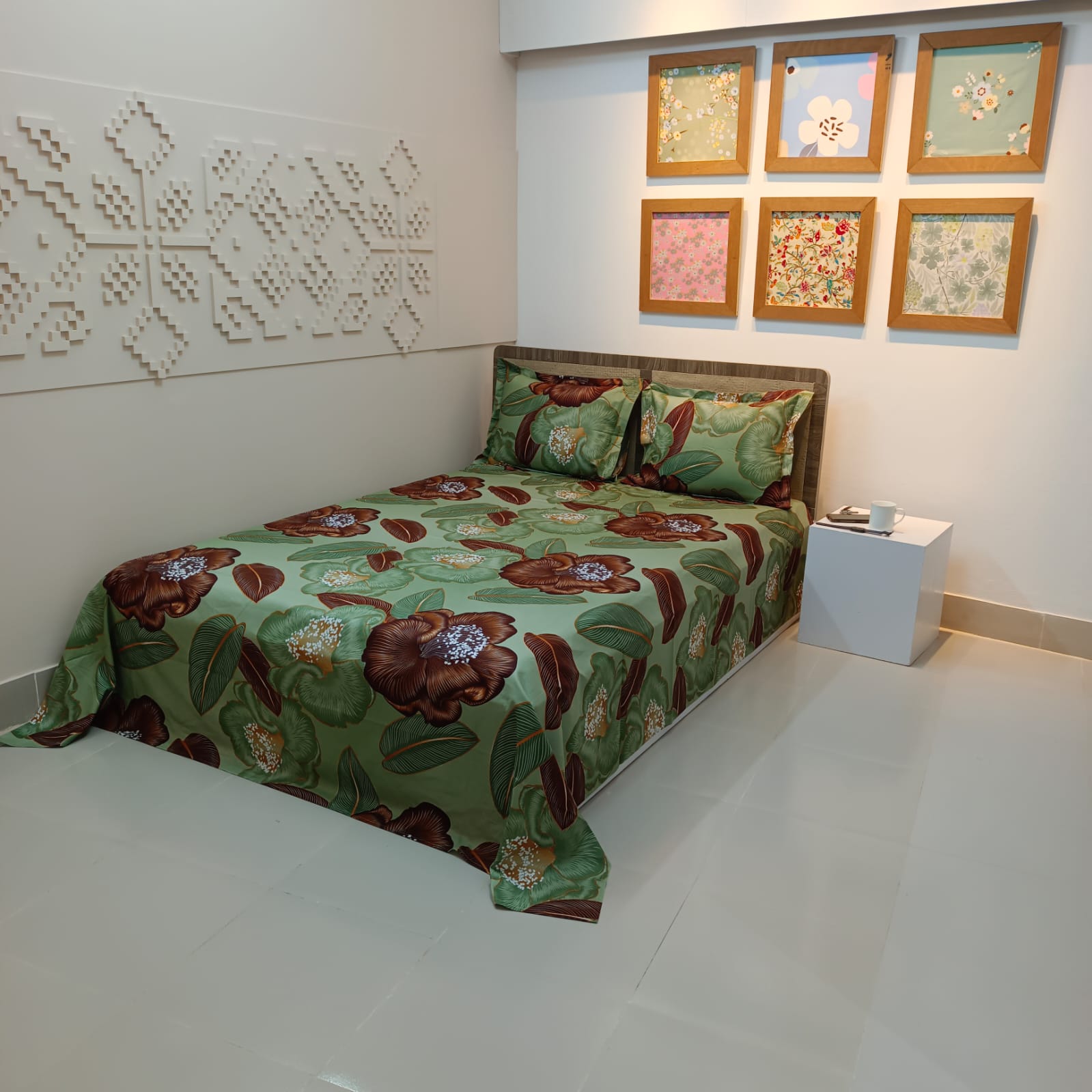 Luxury Twill Cotton Ortha Bedsheet – King Size – 3Pecs – Green D Indica