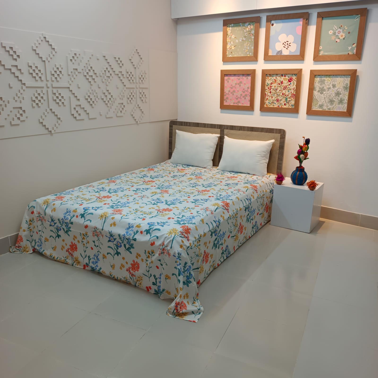 ORTHA EXPORT QUALITY PERCALE COTTON KING SIZE DOUBLE BEDSHEET – 3 PECS SET – MORNING GLORY