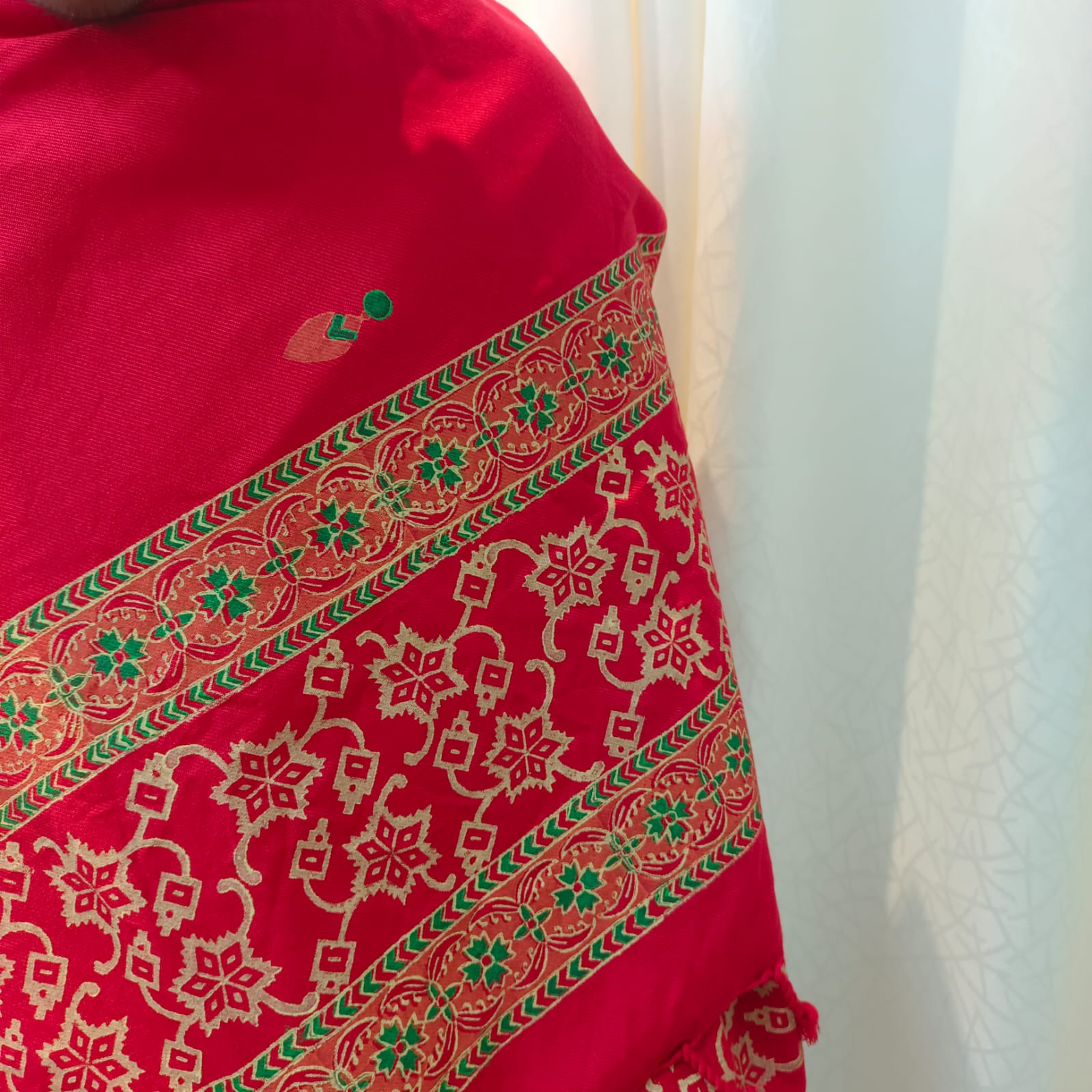 Hand Block Printed Viscose Shawl – Red