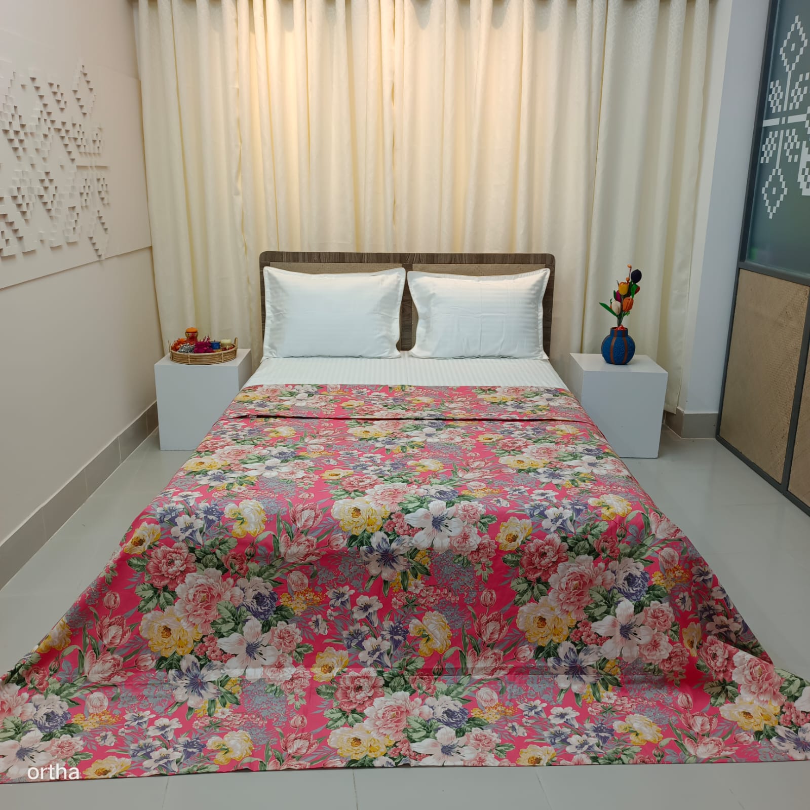 Finest Quality King Size Ortha Luxury Comforter Cover – Zipper System – 85*90 Inch – Happy Forest Pink