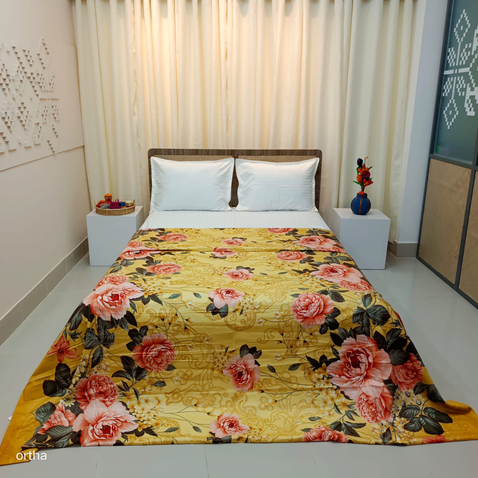 Finest Quality King Size Ortha Luxury Comforter Cover – Zipper System – 85*90 Inch – Golden Forest