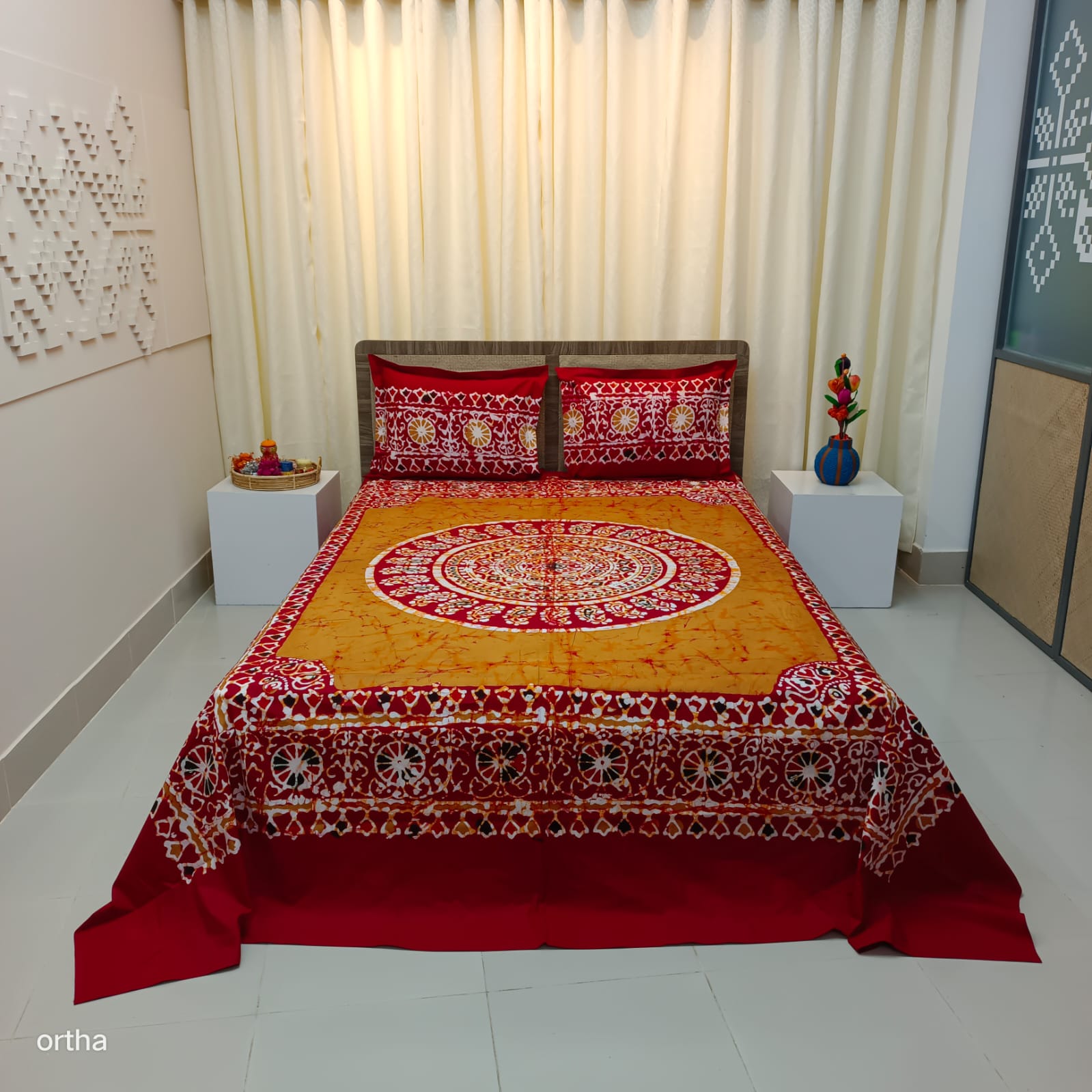 Ortha Designer Collection – 3 Pecs Set – Mom Batik – Orange Maroon