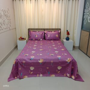 Luxury Twill Cotton Ortha Bedsheet – King Size – 3Pecs - Hit Purple