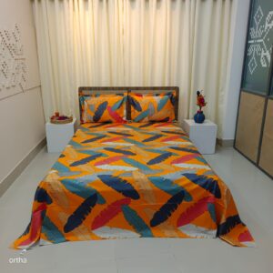 Luxury Twill Cotton Ortha Bedsheet – King Size – 3Pecs – Kalapata Yellow