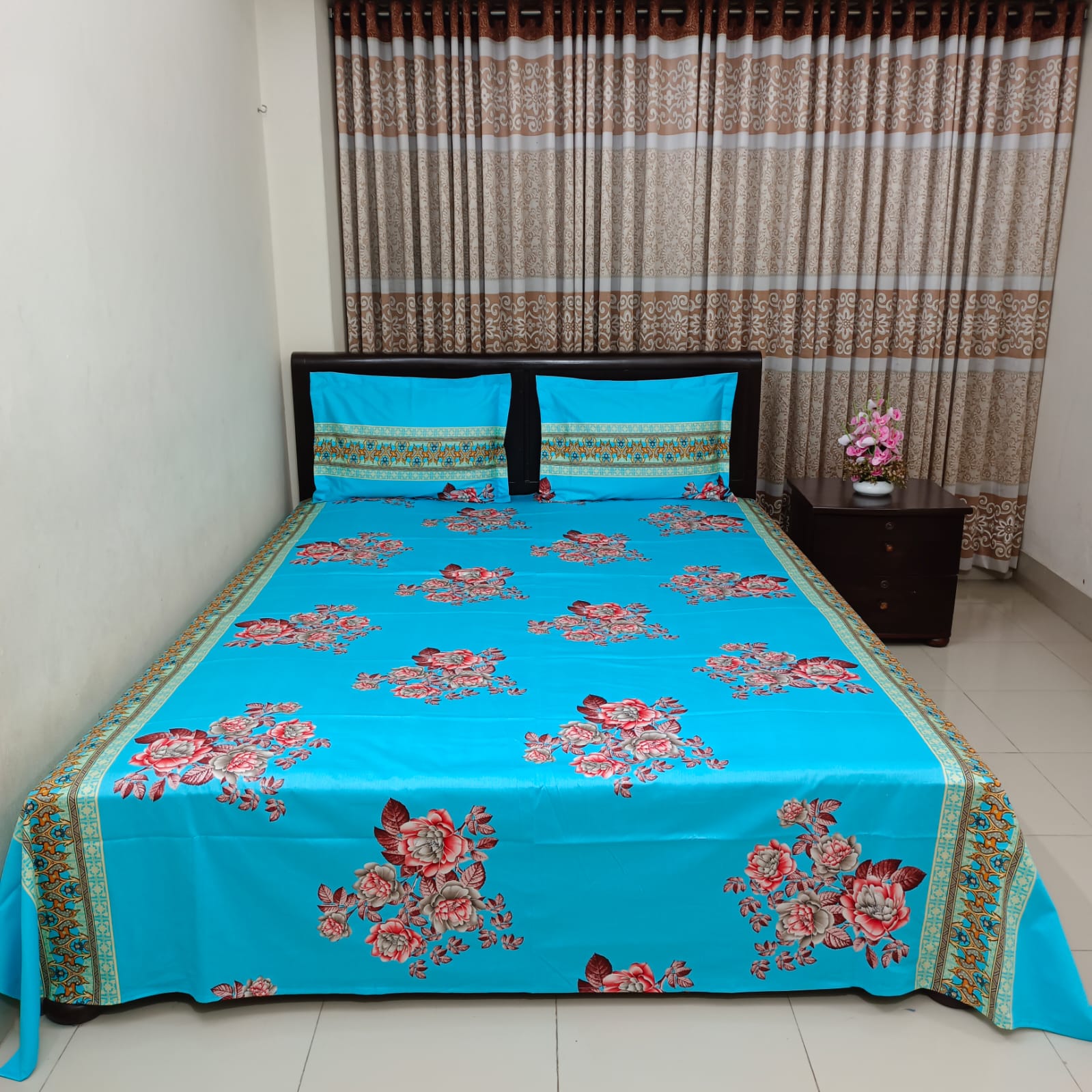 Luxury Twill Cotton Ortha Bedsheet – King Size – 3Pecs Set