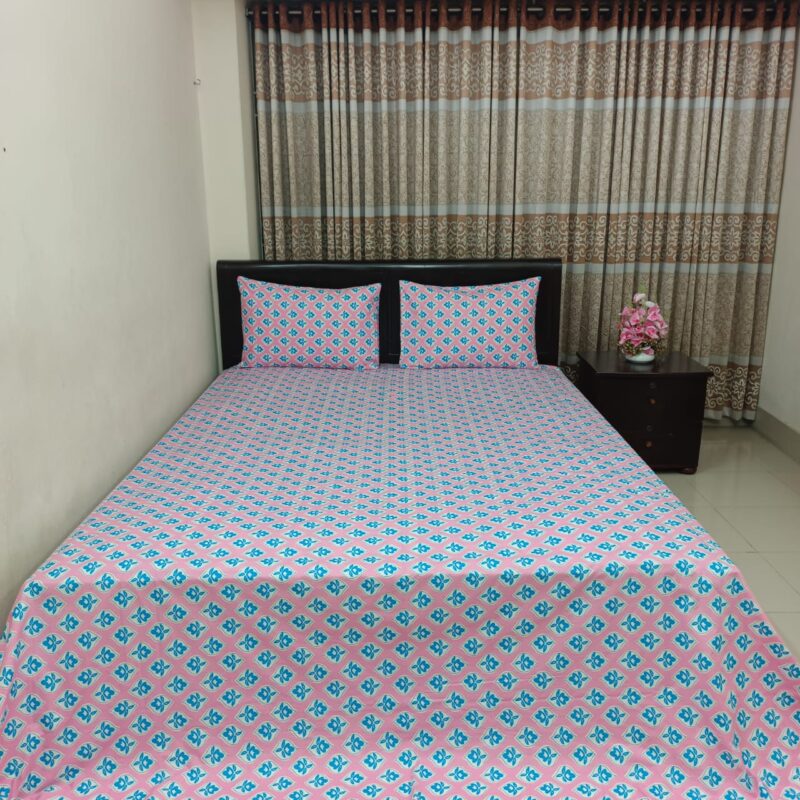 ORTHA EXPORT COTTON SUPER KING SIZE BEDSHEET – 3 Pecs Set - Pink