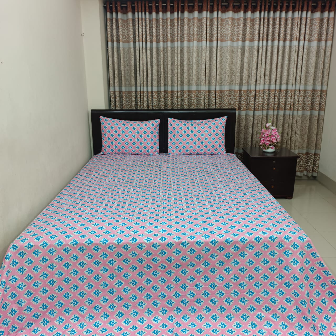 ORTHA EXPORT COTTON SUPER KING SIZE BEDSHEET – 3 Pecs Set – Pink