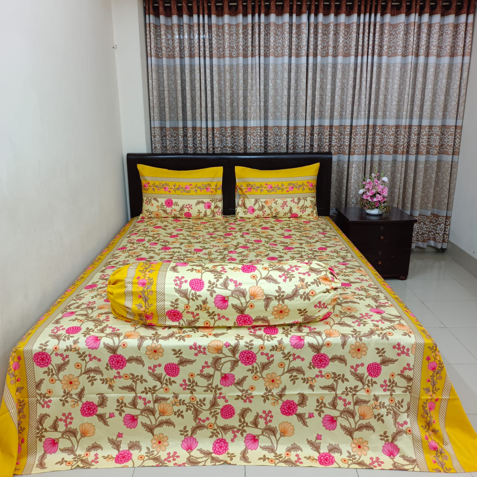 Luxury Twill Cotton Ortha Bedsheet – Super King Size – 4 Pecs Set