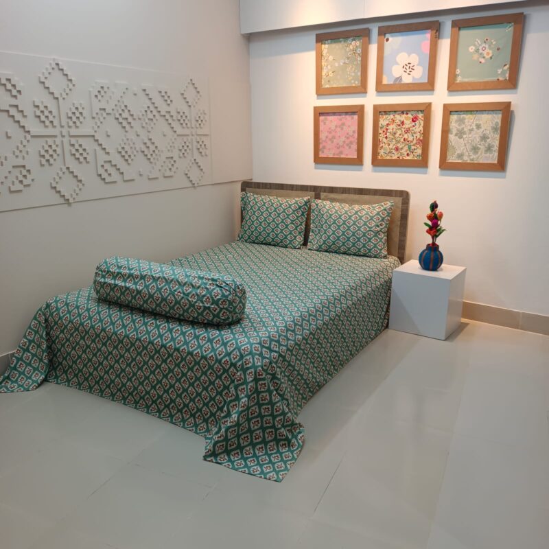 ORTHA EXPORT QUALITY PERCALE COTTON  KING SIZE DOUBLE BEDSHEET – 3 Pecs Set - Olive - Image 5