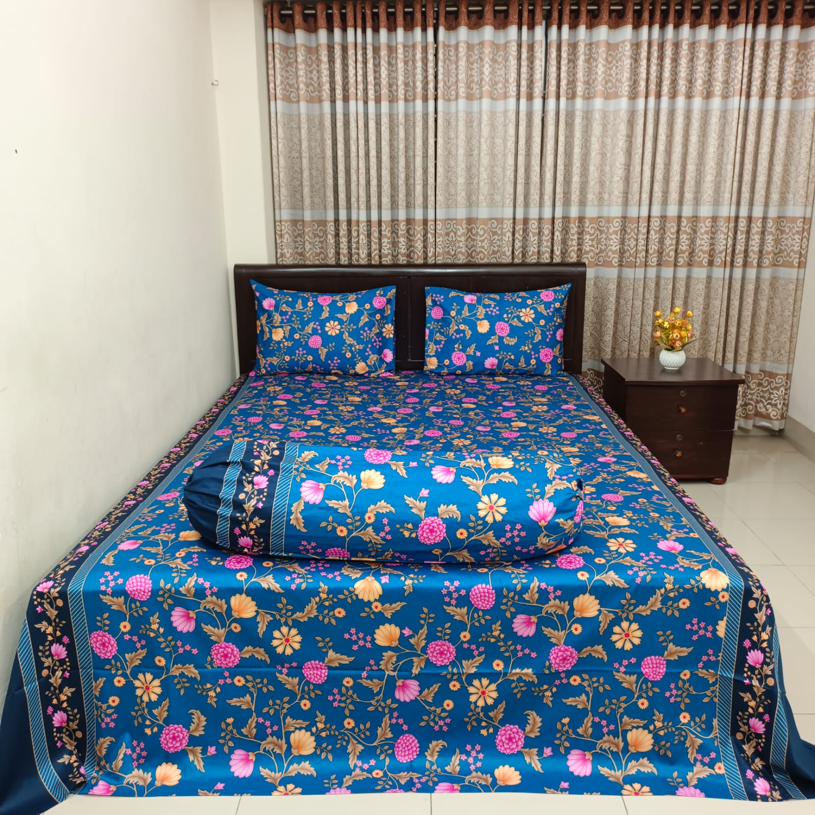 Luxury Twill Cotton Ortha Bedsheet – Super King Size – 4 Pecs Set