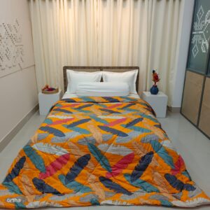 Finest Quality Super King Size Ortha Luxury Comforter (85 X 95 Inch) - Feather Touch Padding - Kalapata Yellow