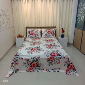 Luxury Twill Cotton Ortha Bedsheet - King Size - 3Pecs – P White