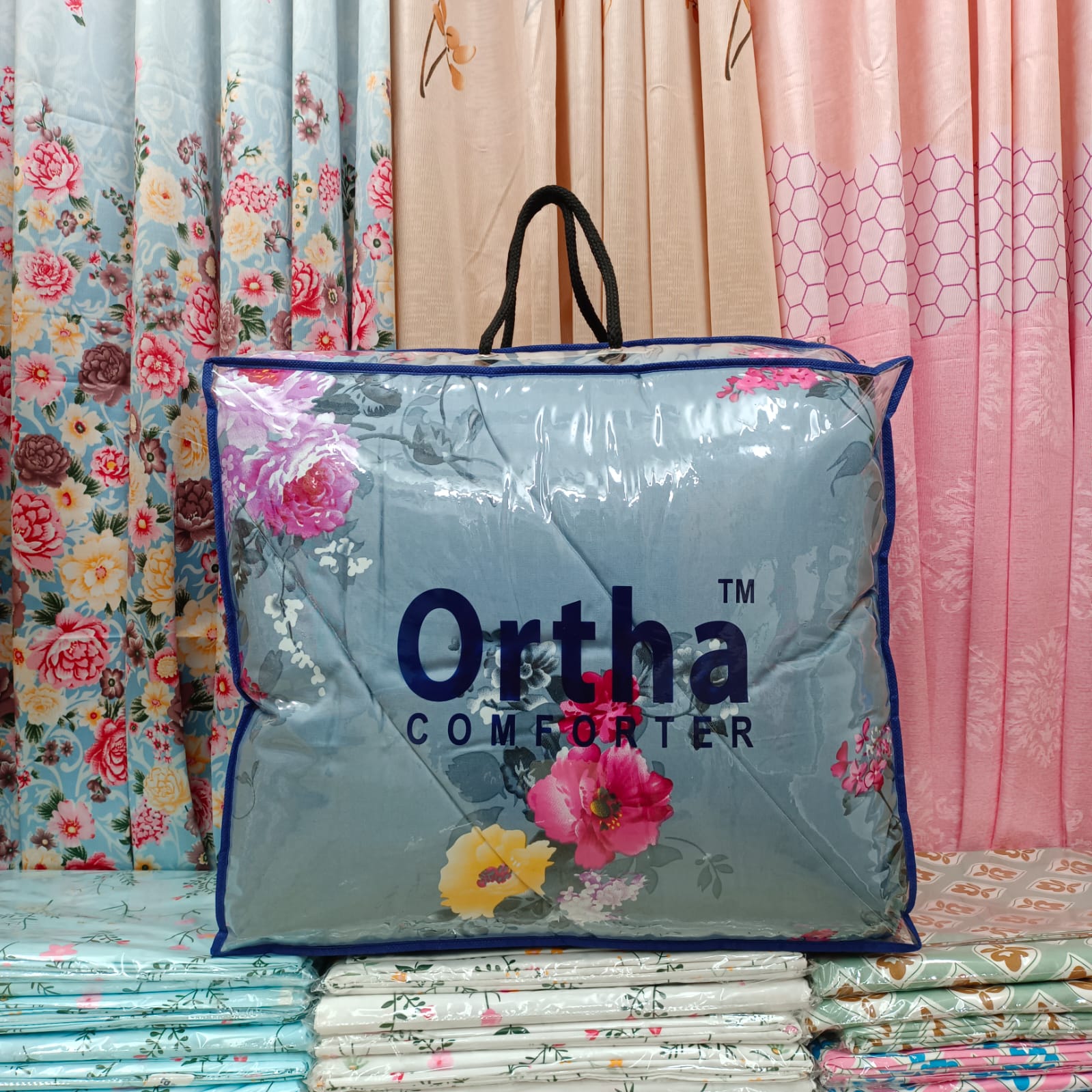 5 Pecs Ortha Luxury Couple Comforter Set (Ash Flora)