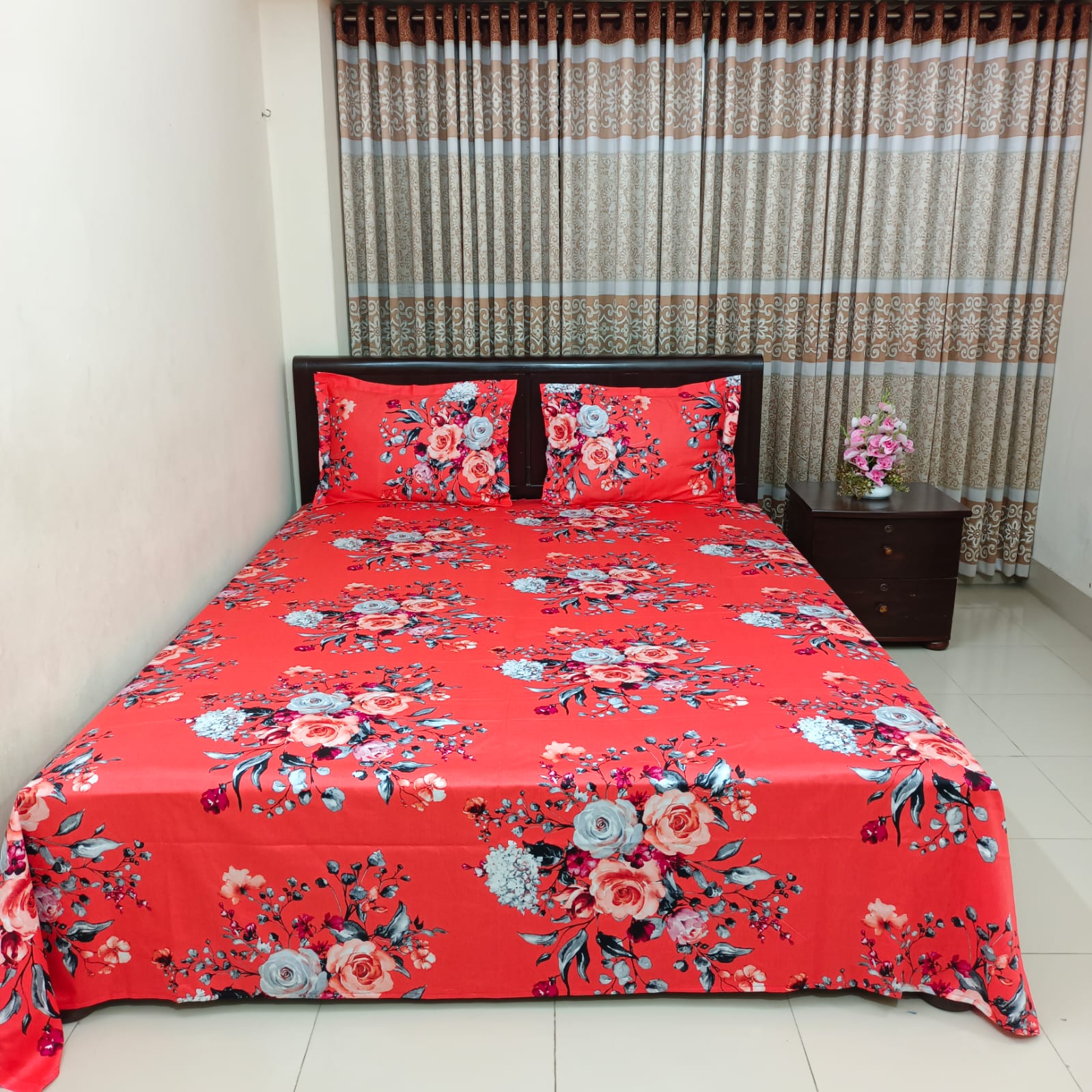 Luxury Twill Cotton Ortha Bedsheet – King Size – P-orange