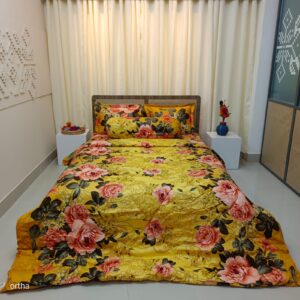 5 Pecs King Size Ortha Luxury Couple Comforter Set (Golden Forest)