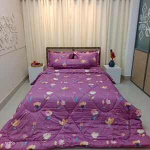 5 Pecs King Size Ortha Luxury Couple Comforter Set (Hit Purple)