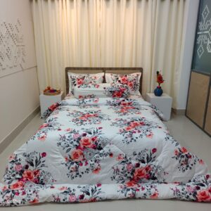 5 Pecs King Size Ortha Luxury Couple Comforter Set (P.White)