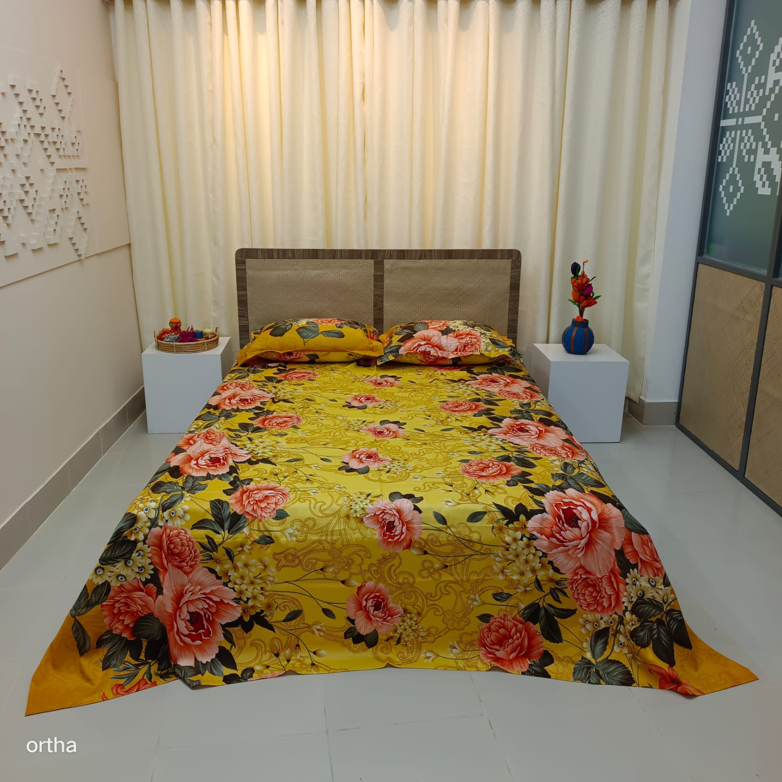 5 Pecs King Size Ortha Luxury Couple Comforter Set (Golden Forest) - Image 7