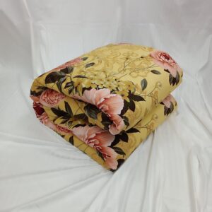 Finest Quality Super King Size Ortha Luxury Comforter (85 X 95 Inch) - Feather Touch Padding - Golden Forest