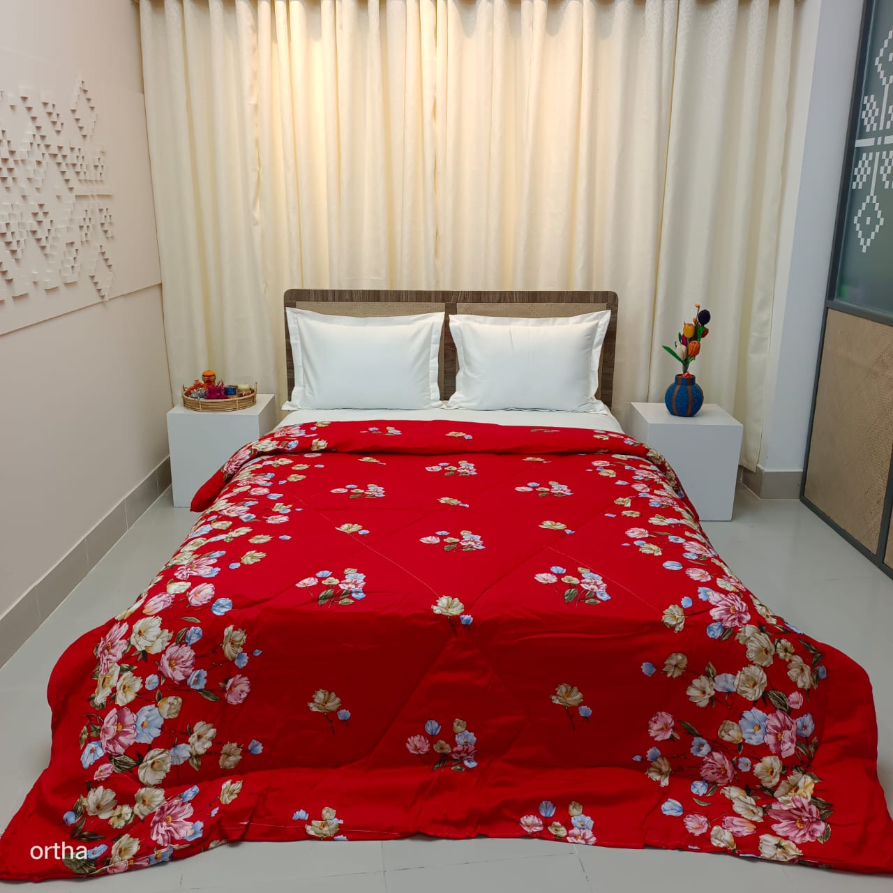 Finest Quality King Size Ortha Luxury Comforter (7 X 7.5 Feet) - Feather Touch Padding – T Red