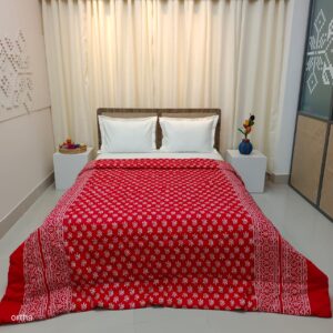 Finest Quality King Size Ortha Luxury Comforter (7 X 7.5 Feet) - Feather Touch Padding – Red Block