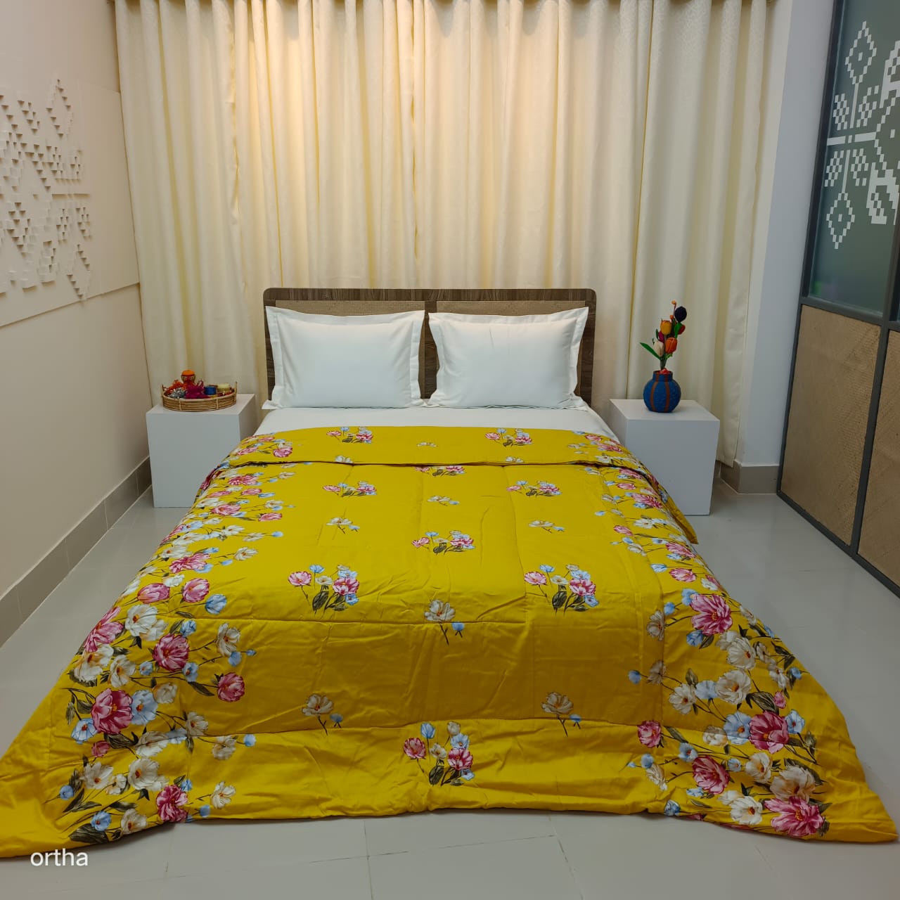 Finest Quality King Size Ortha Luxury Comforter (7 X 7.5 Feet) - Feather Touch Padding – T Yellow