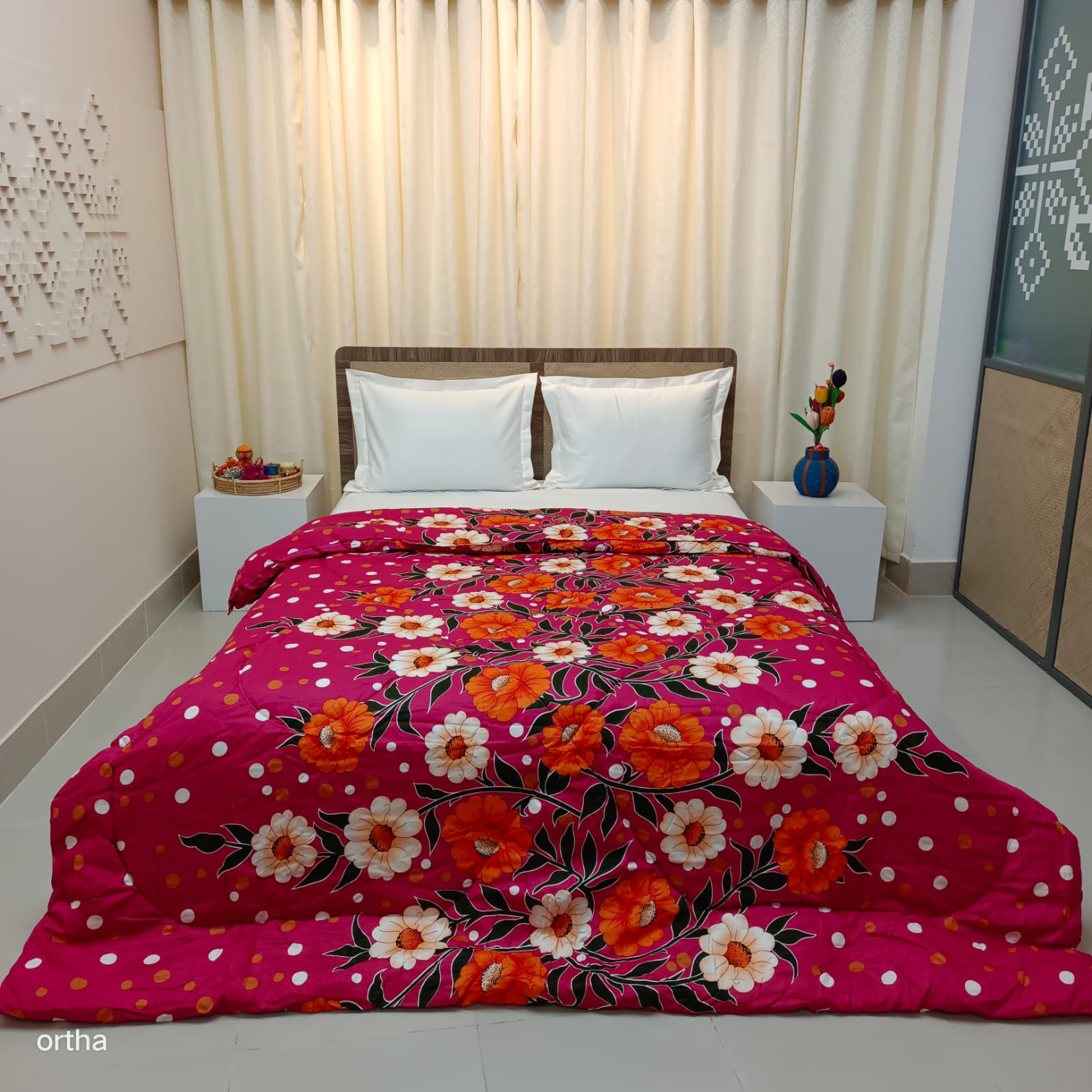 Finest Quality King Size Ortha Luxury Comforter (7 X 7.5 Feet) - Feather Touch Padding - Kolmi Magenta