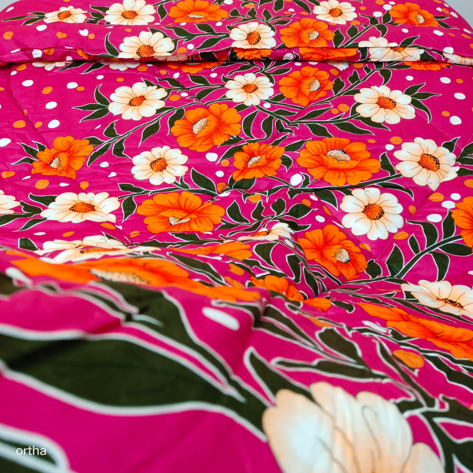 Finest Quality King Size Ortha Luxury Comforter (7 X 7.5 Feet) - Feather Touch Padding - Kolmi Magenta - Image 2