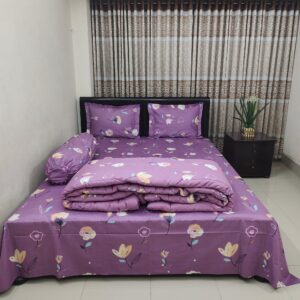 5 Pecs Ortha Luxury Couple Comforter Set – Super King – 85*90 Inch – (Hit Purple)