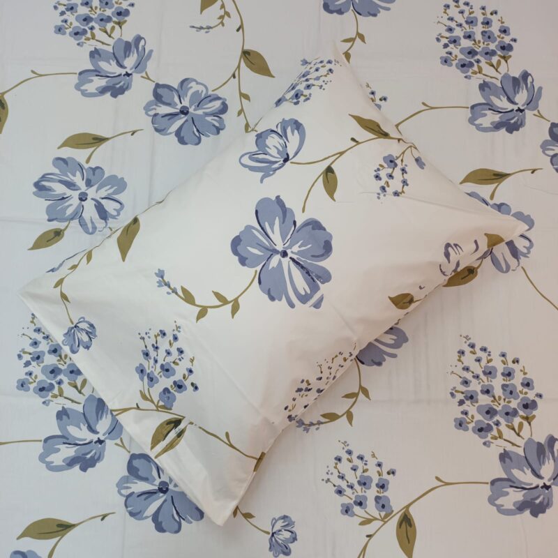 ORTHA EXPORT QUALITY PERCALE COTTON KING SIZE DOUBLE BEDSHEET – 3 PECS SET – PURPLE FLORA - Image 2