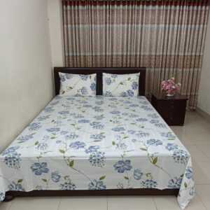 ORTHA EXPORT COTTON KING SIZE DOUBLE BEDSHEET – 3 PECS SET – PURPLE FLORA