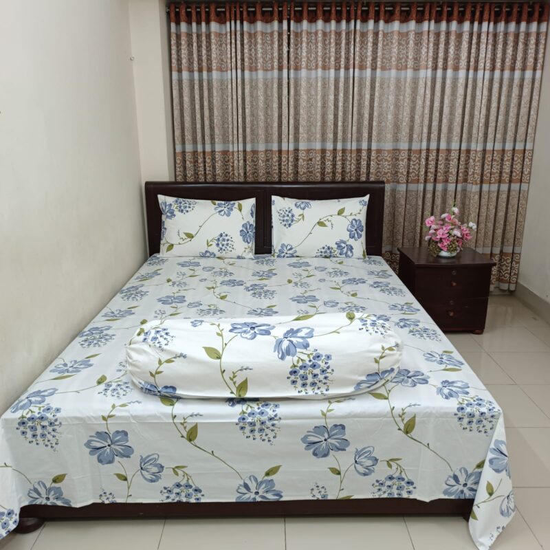 ORTHA EXPORT COTTON KING SIZE DOUBLE BEDSHEET – 3 PECS SET – PURPLE FLORA - Image 4