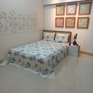 ORTHA EXPORT QUALITY PERCALE COTTON KING SIZE DOUBLE BEDSHEET – 3 PECS SET – PURPLE FLORA