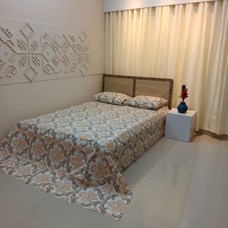 ORTHA EXPORT QUALITY PERCALE COTTON KING SIZE DOUBLE BEDSHEET – 3 PECS SET - GOLDEN KOLKA - Image 3