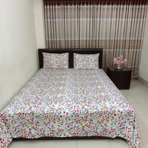 ORTHA EXPORT COTTON KING SIZE DOUBLE BEDSHEET – 3 PECS SET - CHERRY PLUM