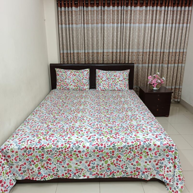 ORTHA EXPORT COTTON KING SIZE DOUBLE BEDSHEET – 3 PECS SET - CHERRY PLUM