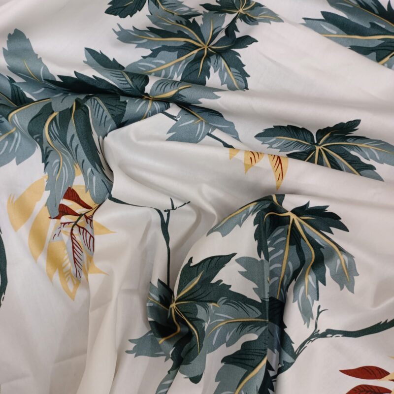 30/30 Count Luxury Exclusive Ortha Bedsheet – King Size – 3 Pecs Set – White Leaf - Image 7