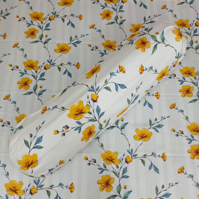 Luxury Twill Cotton Ortha Bedsheet – King Size – 3Pecs – Yellow Spalsh - Image 3