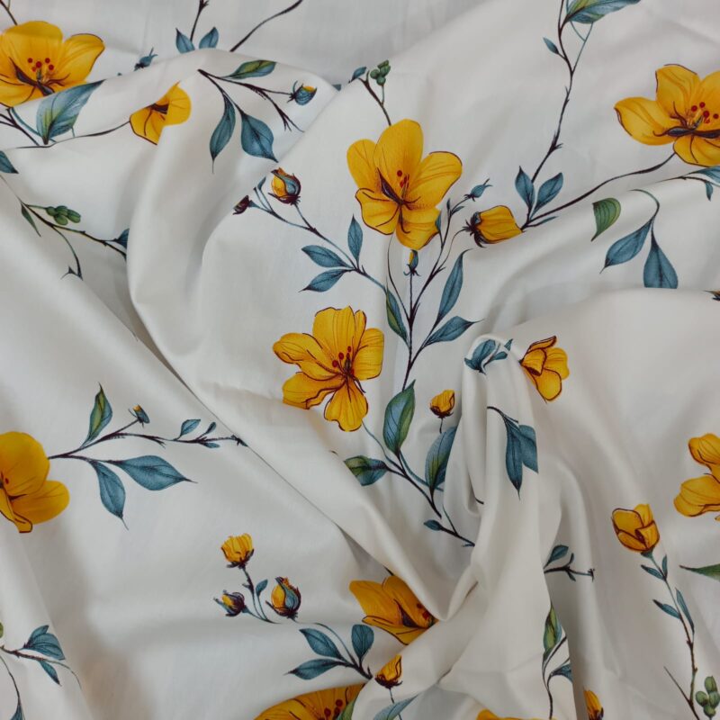 Luxury Twill Cotton Ortha Bedsheet – King Size – 3Pecs – Yellow Spalsh - Image 7