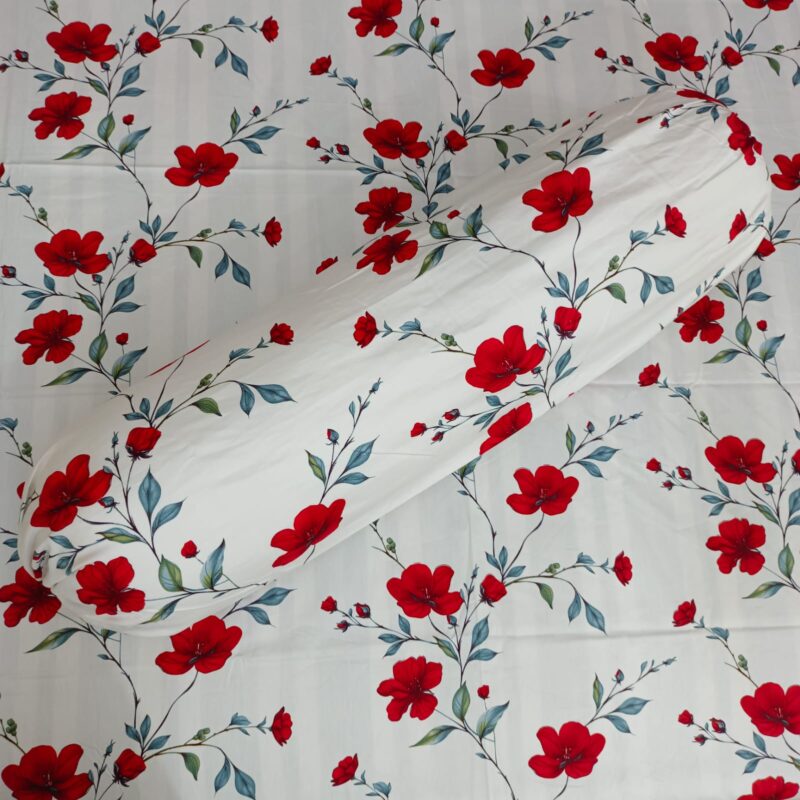 Luxury Twill Cotton Ortha Bedsheet – King Size – 3Pecs – Red Spalsh - Image 3