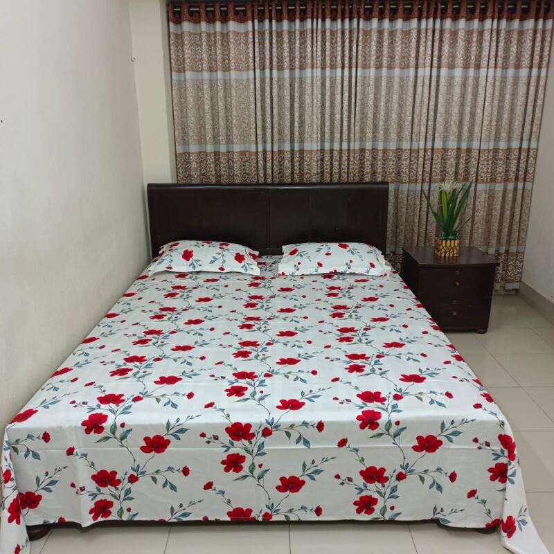 Luxury Twill Cotton Ortha Bedsheet – King Size – 3Pecs – Red Spalsh - Image 6