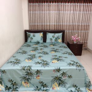 30/30 Count Luxury Exclusive Ortha Bedsheet – King Size – 3 Pecs Set – Blue Ash Leaf
