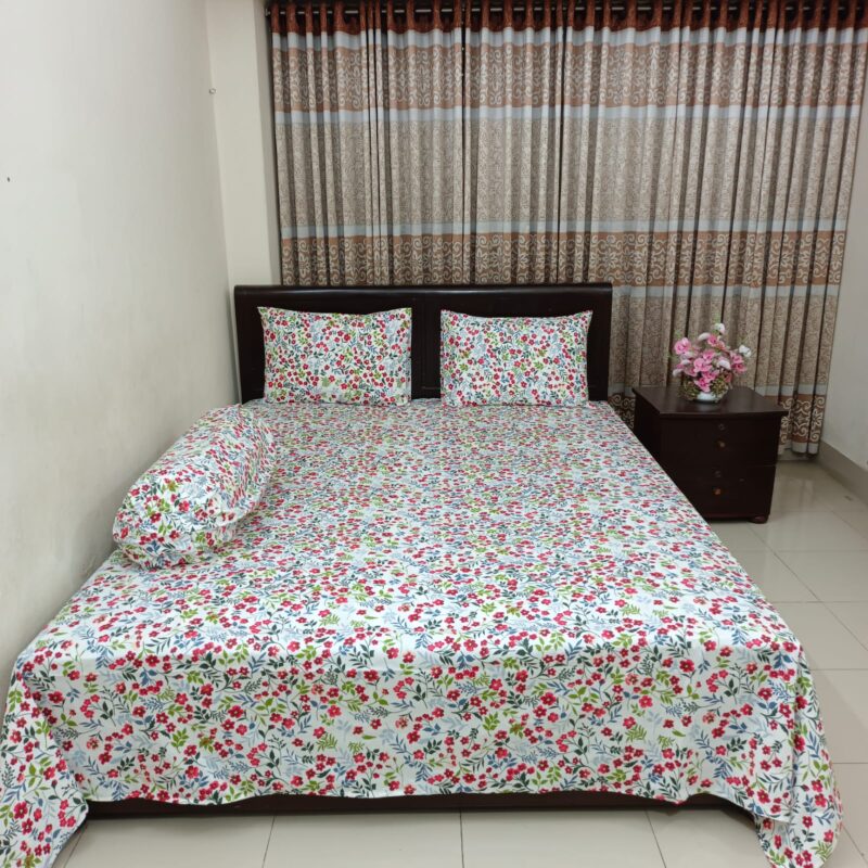 ORTHA EXPORT COTTON KING SIZE DOUBLE BEDSHEET – 3 PECS SET - CHERRY PLUM - Image 5
